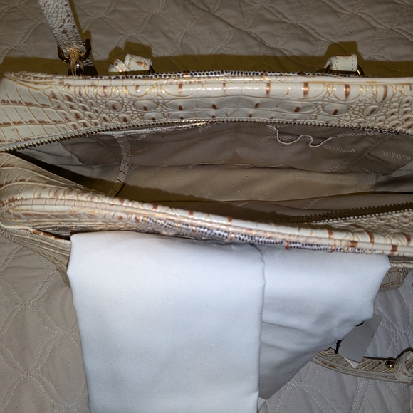 Brahmin Cream Tote Bag with Quilted Interior